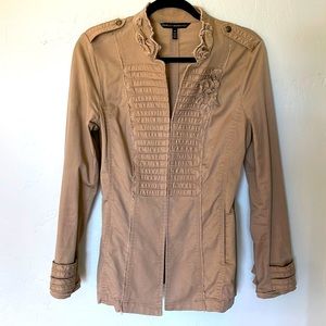 Super cute blazer style cotton jacket with eye hook closure from WHBM.